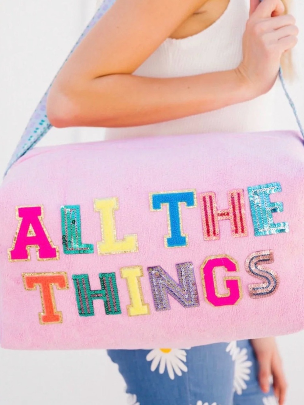 Judith March Pink Sequin 'ALL THE THINGS' Large Bag